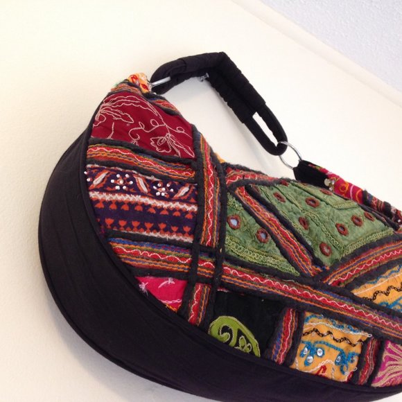 Patchwork Beaded Purse from India Black Hobo Bag - Picture 4 of 6